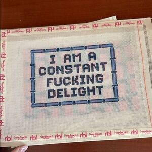 Needlepoint Canvas with Bold Text